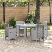 Berkfield Home 5 Piece Garden Dining Set with Cushions Light Grey Poly Rattan