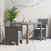 Berkfield Home 3 Piece Garden Dining Set with Cushions Light Grey Poly Rattan