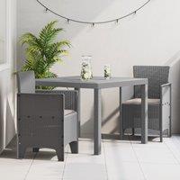 Berkfield Home 3 Piece Garden Dining Set with Cushions Light Grey Poly Rattan