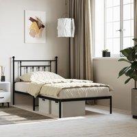 Berkfield Home Metal Bed Frame with Headboard Black 100x190 cm