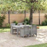 Berkfield Home 5 Piece Garden Dining Set with Cushions Light Grey Poly Rattan