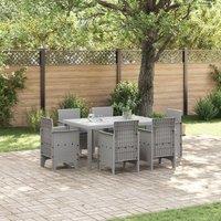 Berkfield Home 7 Piece Garden Dining Set with Cushions Light Grey Poly Rattan