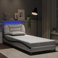 Bed Frame with LED without Mattress White and Black 80x200 cm