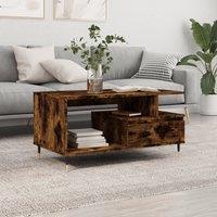 Berkfield Home Coffee Table Smoked Oak 90x49x45 cm Engineered Wood in Brown | Size: 90 x 49 x 45 cm