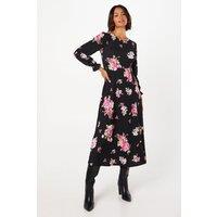 Dorothy Perkins Women's Spaced Floral Long Sleeve Midi Dress | Size: 8
