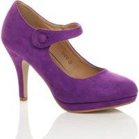 AJVANI Women's High Slim Heel Mary Jane Faux Suede Court Shoes in Purple | Size: 5