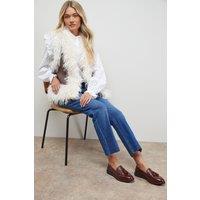 Oasis Women's Bunny Real Leather Brogue Detail Tassel Loafers in Dark Tan | Size: 4