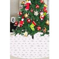 Neel Blue Velvet Christmas Tree Skirt Round Xmas Tree Base Mat - 1 metre in Silver