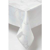 Homescapes Stag Christmas Table Cloth, 132 x 228 cm in Silver