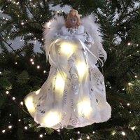 Samuel Alexander 30cm Battery Powered Light up Christmas Angel Tree Topper with LEDs in White