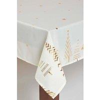 Homescapes Gold Tree Christmas Table Cloth, 132 x 228 cm