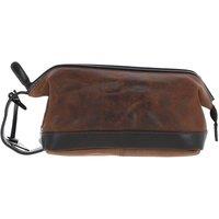 Ashwood Leather Men's 'Lou' Real Leather Wash Bag in Brown