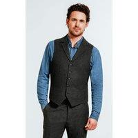 Dobell Men's Grey Notch Lapel Donegal Tweed Waistcoat | Size: Large