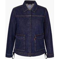 Enorsia Women's Borg Lined Indigo Denim Jacket in Blue | Size: 10