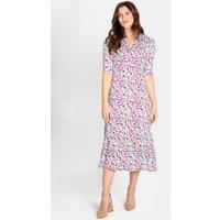 Enorsia Women's Ditsy Floral Midi Dress in White | Size: 14