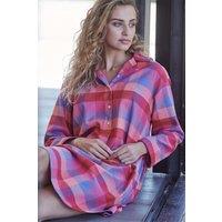 British Boxers Women's "Coral Shire" Square Brushed Cotton Nightshirt in Coral | Size: XS
