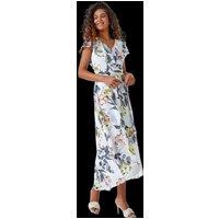Floral Print Frill Cape Wrap Dress