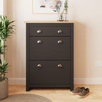 GFW Lancaster 2 Door 1 Drawer Shoe Cabinet in Black