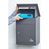 Homescapes Smart Parcel Box Medium Front Access Secure Delivery Box in Grey