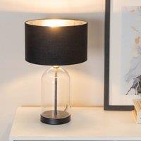 ValueLights Jessy Glass with Black Trim Table Lamp with Black with Chrome Inner Shade & Bulb