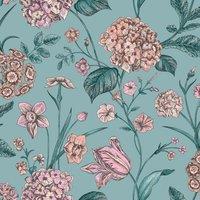 Rasch Amelie Hydrangea Wallpaper in Teal