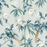 Arthouse Floral Birds Wallpaper in Grey
