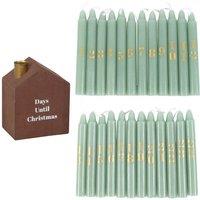 Something Different Advent Mini Candle & Holder (Pack of 24) in Light Green