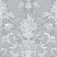 Rasch Amelie Damask Wallpaper in Blue