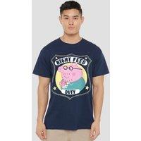 Hasbro Peppa Pig - Daddy Pig Night Feed Duty T-Shirt, Navy | Size: Large