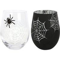 Something Different Spider Web & Spider Stemless Wine Glass Pack of 2 in Black