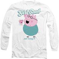 Hasbro Peppa Pig - Daddy Pig Dad & Loving It Long Sleeve T-Shirt, White | Size: Large
