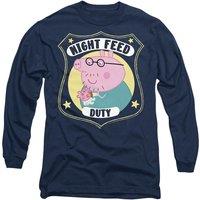 Hasbro Peppa Pig - Daddy Pig Night Feed Duty Long Sleeve T-Shirt, Navy | Size: Large
