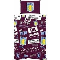 Aston Villa FC Patchwork Duvet Cover Set in Burgundy | Size: Single