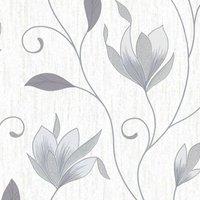 Envy Synergy Floral Textured Wallpaper in Mid Grey