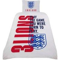 England FA Born To Play Crest Duvet Cover Set in White | Size: Single