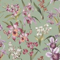 Rasch Maya Floral Wallpaper in Green