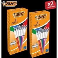 Bic 4 Colours Shine Ballpoint Pens Medium Point (1.0 mm) - Assorted Metallic Barrels, Box of 122 Packs