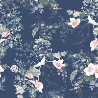 Muriva Lipsy Ophelia Wallpaper in Navy