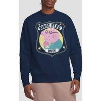 Hasbro Peppa Pig - Daddy Pig Night Feed Duty Sweatshirt, Navy | Size: Large