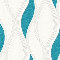 Direct Wallpapers Wave Textured Wallpaper in Turquoise