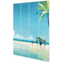 Henry Rivers Elephant Beach Wood Plaque in Bright Blue