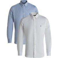 French Connection Men's 2 Pack Cotton Long Sleeve Oxford Shirt in White | Size: Medium