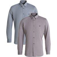 French Connection Men's 2 Pack Cotton Long Sleeve Oxford Shirt in Blue | Size: Medium