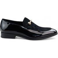 Infinity Leather Men's Smart Loafers Leather Lined Velvet Slip-On Shoes in Black | Size: 6