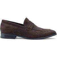 Infinity Leather Men's Suede Moccasin Loafers Smart Slip-On Shoes in Brown | Size: 8