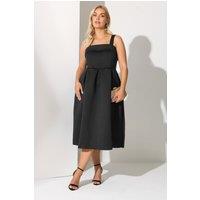 Yours Women's Square Neck Midi Skater Dress in Black | Size: 22