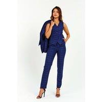 LuvForever Fashion Women's Navy 4-Piece Checked Suit | Size: 12