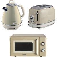 Ariete Vintage Breakfast Set, Retro 2-Slice Toaster, 1.7L Kettle & Microwave, Cream