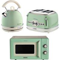 Ariete VINTAGE DOME KETTLE, 4 SLICE TOASTER & MICROWAVE GREEN
