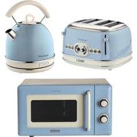 Ariete VINTAGE DOME KETTLE, 4 SLICE TOASTER & MICROWAVE BLUE